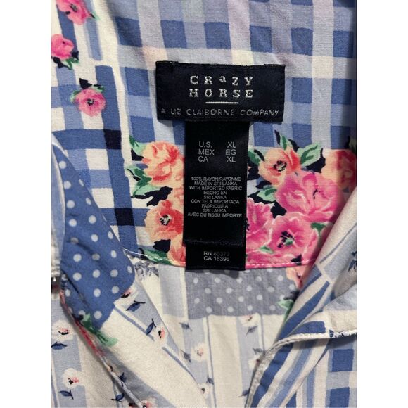 Crazy Horse by Liz Claiborne Sleeveless Button Up Floral Print Blouse Size XL - Picture 2 of 8
